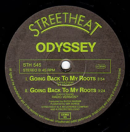 Odyssey (2) - Going Back To My Roots (Flim Flam Remix) (Vinyl, 12", 45 RPM, Maxi-Single, Limited Edition) Good Plus (G+) / Good (G)