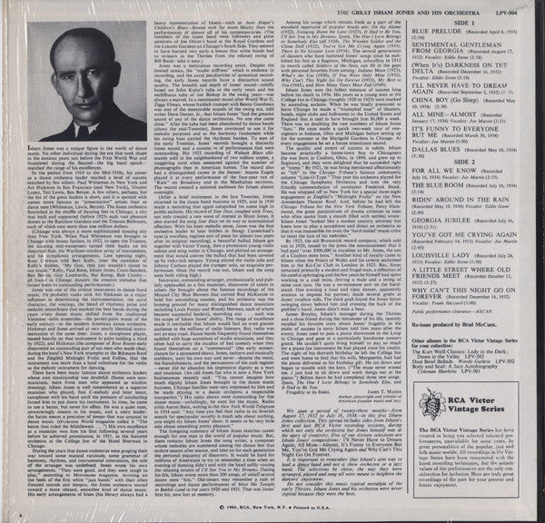 Isham Jones Orchestra - The Great Isham Jones And His Orchestra (Vinyl, LP, Compilation, Reissue, Mono) Very Good (VG) / Very Good (VG)