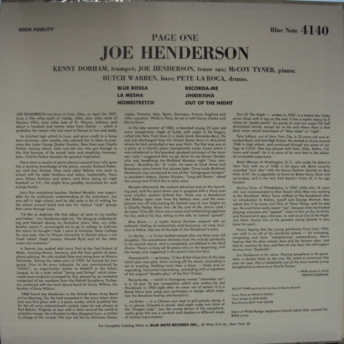 Joe Henderson - Page One (Vinyl, LP, Album, Limited Edition, Reissue, Mono) Very Good Plus (VG+) / Near Mint (NM or M-)