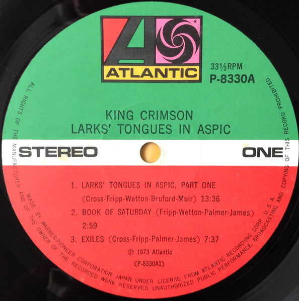 King Crimson - Larks' Tongues In Aspic (Vinyl, LP, Album, Stereo) Very Good Plus (VG+) / Very Good Plus (VG+)