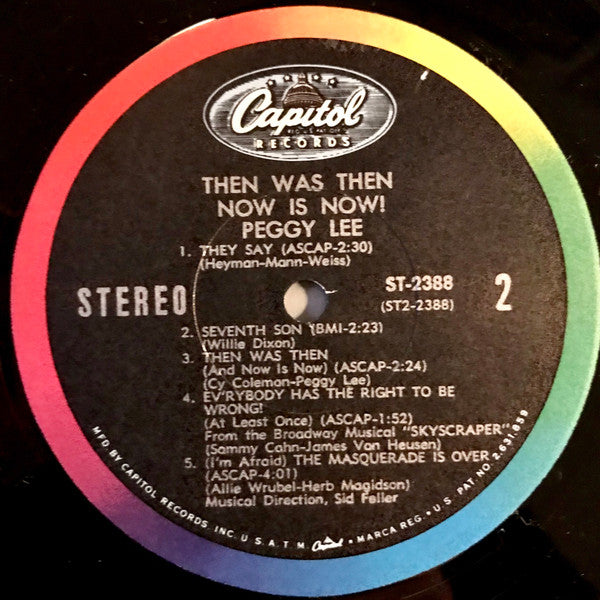 Peggy Lee - Then Was Then And Now Is Now (Vinyl, LP, Album) Very Good (VG) / Very Good (VG)