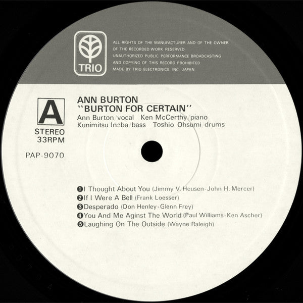 Ann Burton - Burton For Certain (Vinyl, LP, Album)