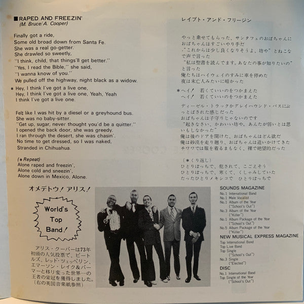 Alice Cooper - ミスター・ナイス・ガイ = No More Mr. Nice Guy (Vinyl, 7", 45 RPM, Single) Very Good Plus (VG+) / Very Good Plus (VG+)
