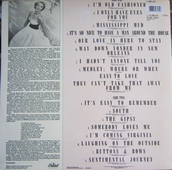 Dinah Shore - The Capitol Years (Best Of) (Vinyl, LP, Compilation) Very Good (VG) / Very Good Plus (VG+)