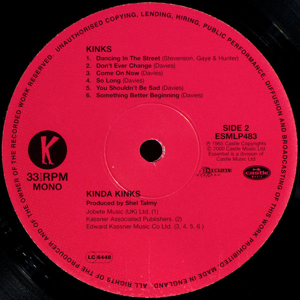 The Kinks - Kinda Kinks (Vinyl, LP, Album, Reissue, Mono) Near Mint (NM or M-) / Near Mint (NM or M-)