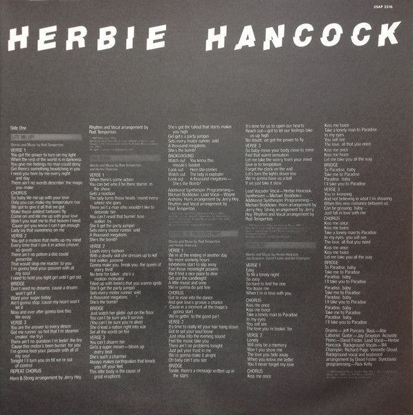 Herbie Hancock - Lite Me Up (Vinyl, LP, Album, Stereo) Very Good Plus (VG+) / Very Good Plus (VG+)