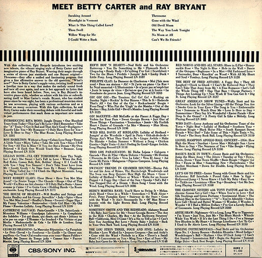 Betty Carter - Meet Betty Carter And Ray Bryant (Vinyl, LP, Album, Mono, Reissue) Very Good Plus (VG+) / Very Good (VG)