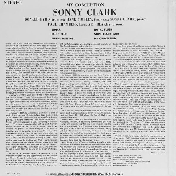Sonny Clark - My Conception (Vinyl, LP, Album, Reissue) Very Good Plus (VG+) / Very Good Plus (VG+)