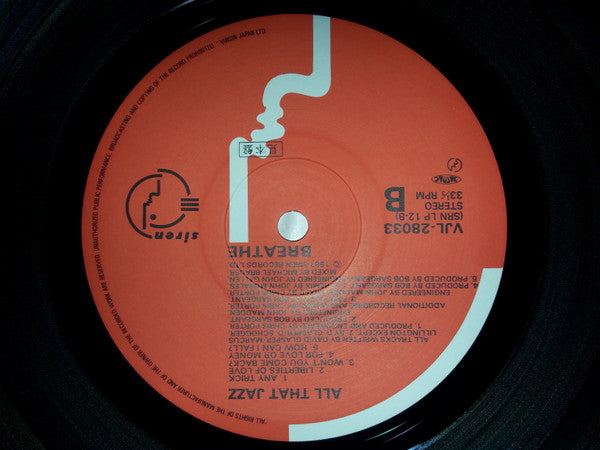 Breathe (3) - All That Jazz (Vinyl, LP, Album, Promo) Near Mint (NM or M-) / Very Good (VG)