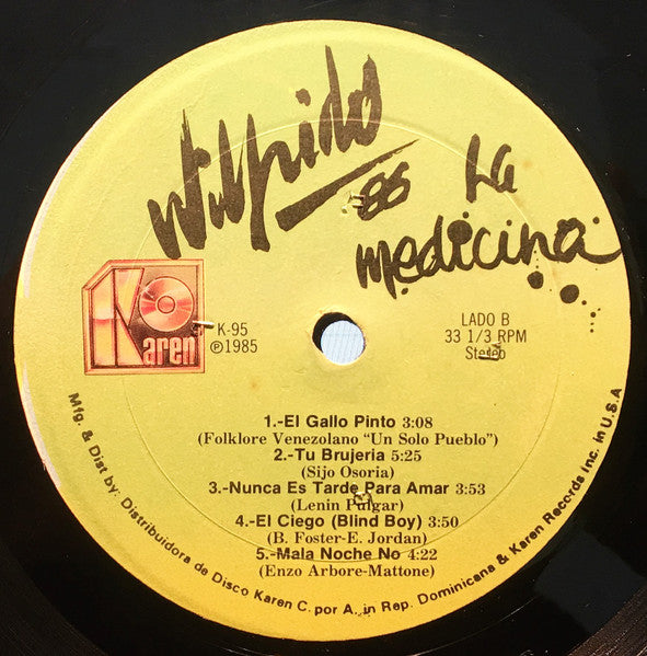 Wilfrido Vargas - La Medicina "Wilfrido 86" (Vinyl, LP, Album, Stereo) Good Plus (G+) / Very Good (VG)