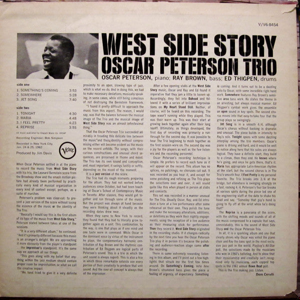 The Oscar Peterson Trio - West Side Story (Vinyl, LP, Album, Stereo) Very Good Plus (VG+) / Very Good Plus (VG+)