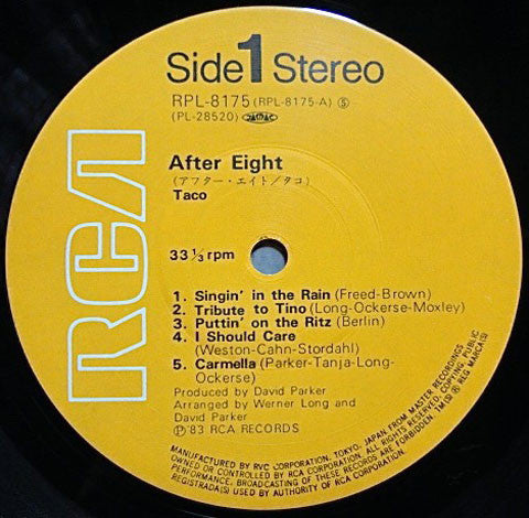 Taco - After Eight (Vinyl, LP, Album) Very Good Plus (VG+) / Very Good Plus (VG+)