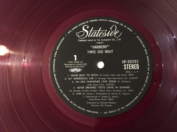 Three Dog Night - Harmony (Vinyl, LP, Album)