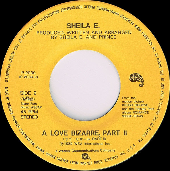 Sheila E. - A Love Bizarre = ラヴ･ビザール (Vinyl, 7", 45 RPM, Single, Stereo) Very Good Plus (VG+) / Very Good Plus (VG+)