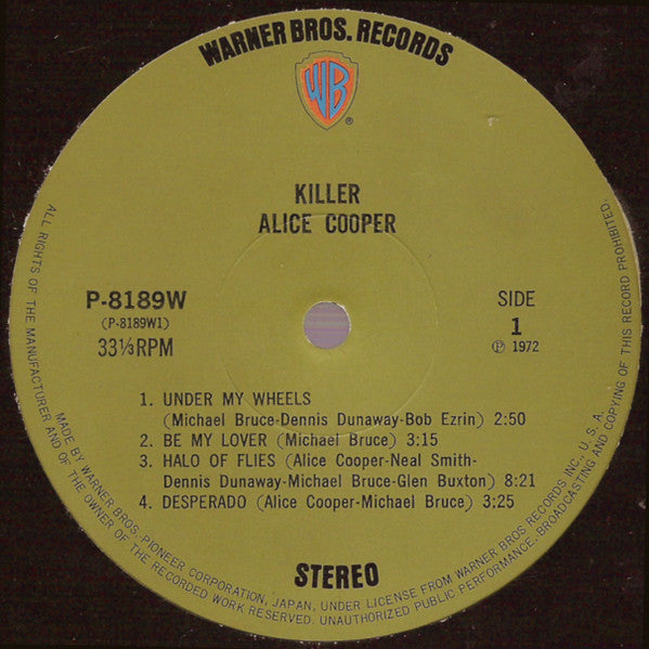 Alice Cooper - Killer (Vinyl, LP, Album, Stereo) Very Good (VG) / Poor (P)