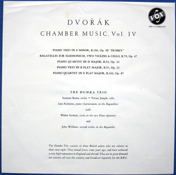 Antonín Dvořák - Chamber Music Vol. IV (3xVinyl, LP, Album, Stereo) Very Good (VG) / Very Good (VG)