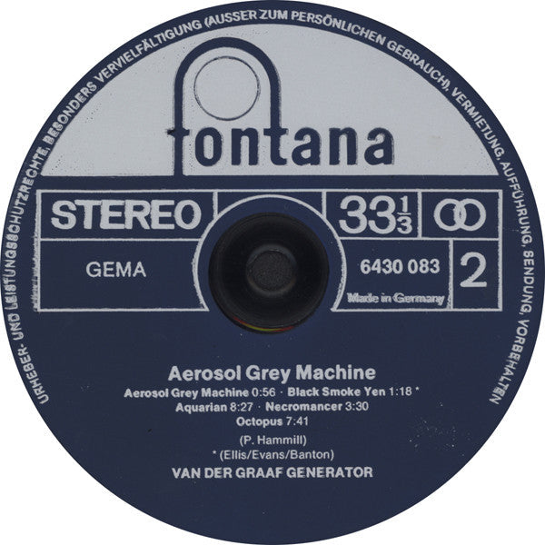 Van Der Graaf Generator - The Aerosol Gray Machine (Vinyl, LP, Album, Reissue) Near Mint (NM or M-) / Very Good Plus (VG+)
