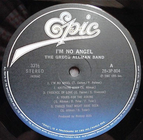 The Gregg Allman Band - I'm No Angel (Vinyl, LP, Album) Very Good Plus (VG+) / Very Good Plus (VG+)