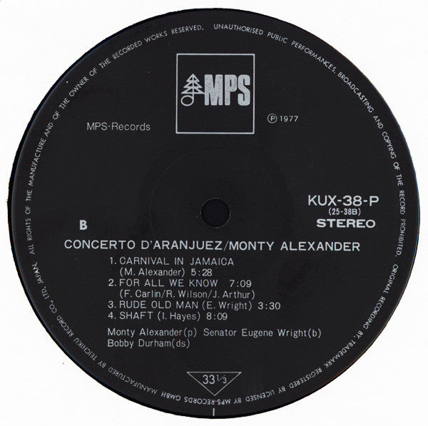 Monty Alexander - Concerto D'Aranjuez (Vinyl, Album, LP, Reissue) Very Good Plus (VG+) / Very Good Plus (VG+)