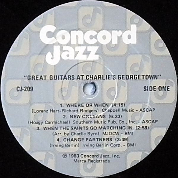 The Great Guitars - Great Guitars At Charlie's Georgetown (Vinyl, LP, Album) Very Good Plus (VG+) / Good Plus (G+)