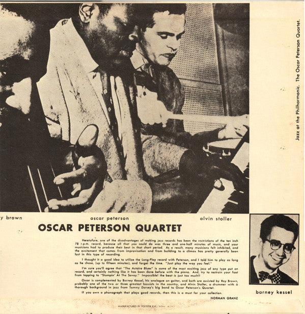 The Oscar Peterson Quartet - The Oscar Peterson Quartet #1 (Vinyl, LP, Album, Reissue, Mono) Very Good Plus (VG+) / Very Good (VG)