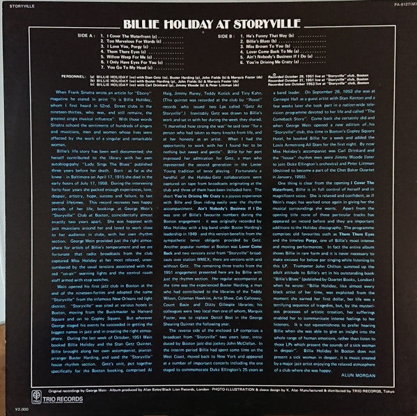 Billie Holiday - Billie Holiday At Storyville (Vinyl, LP, Album, Reissue, Mono) Near Mint (NM or M-) / Very Good (VG)