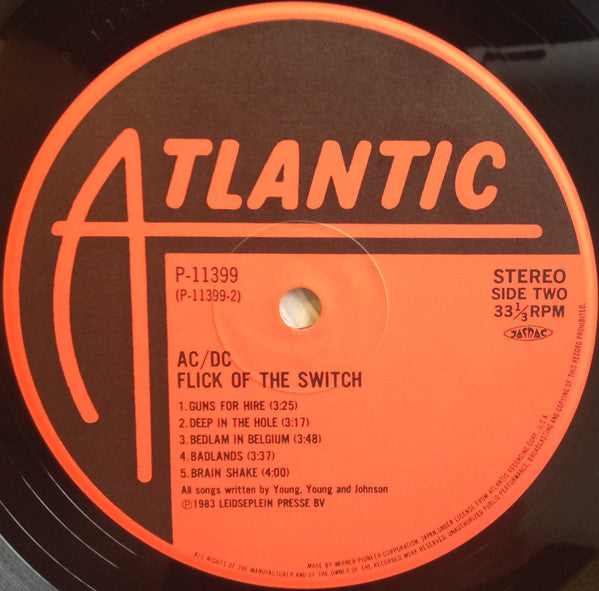 AC/DC - Flick Of The Switch = Conqueror (Vinyl, LP, Album, Stereo) Near Mint (NM or M-) / Very Good Plus (VG+)