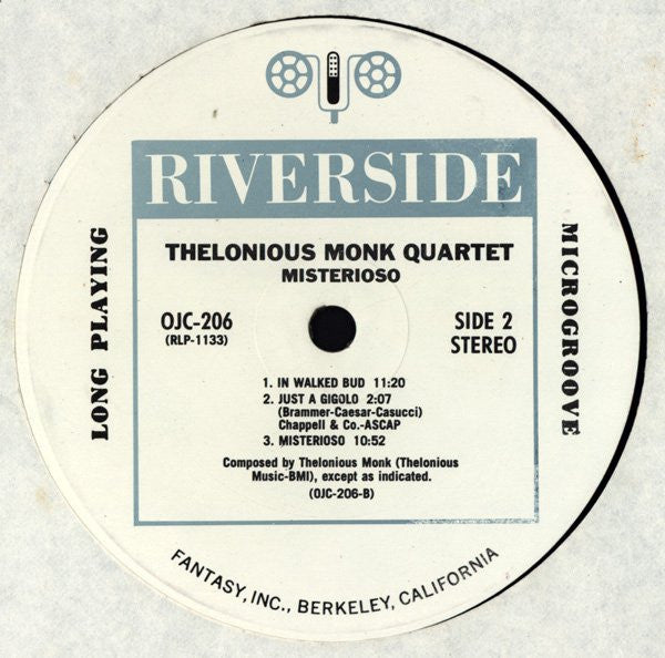The Thelonious Monk Quartet - Misterioso (Vinyl, LP, Album, Reissue, Stereo) Very Good Plus (VG+) / Very Good Plus (VG+)