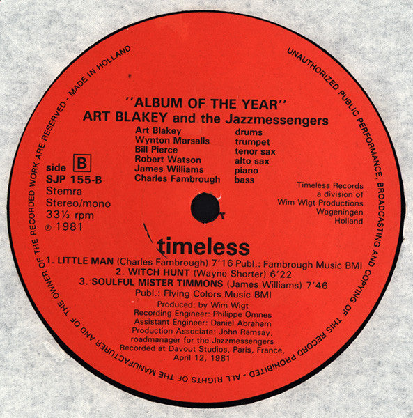 Art Blakey & The Jazz Messengers - Album Of The Year (Vinyl, LP, Album) Good Plus (G+) / Very Good (VG)
