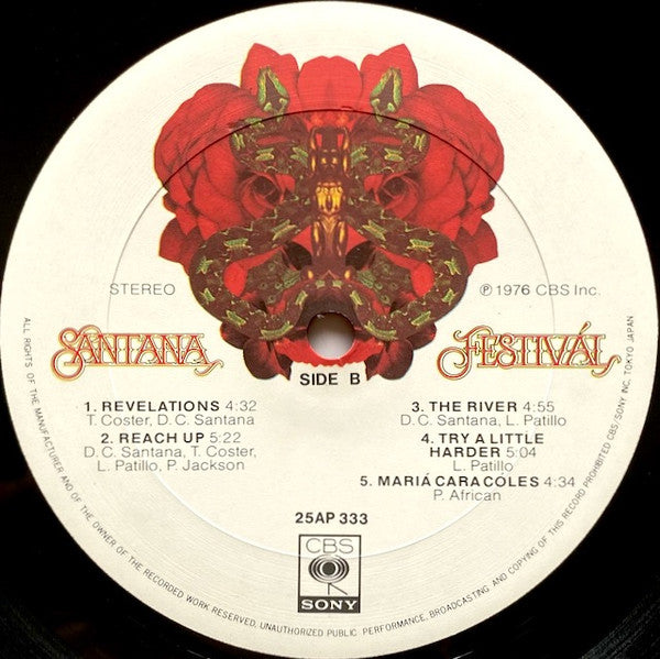 Santana - Festivál (Vinyl, LP, Album, Stereo) Very Good Plus (VG+) / Good Plus (G+)