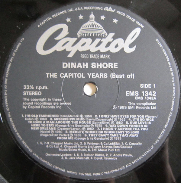 Dinah Shore - The Capitol Years (Best Of) (Vinyl, LP, Compilation) Very Good (VG) / Very Good Plus (VG+)
