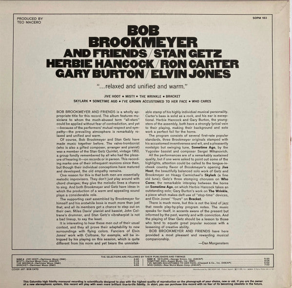 Bob Brookmeyer - Bob Brookmeyer And Friends (Vinyl, LP, Album, Reissue, Mono) Very Good (VG) / Very Good (VG)