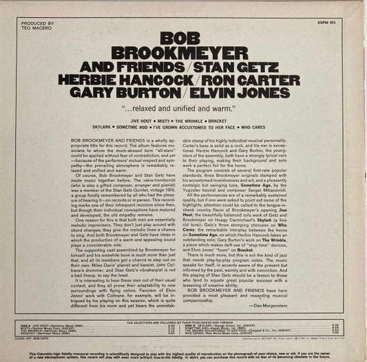 Bob Brookmeyer - Bob Brookmeyer And Friends (Vinyl, LP, Album, Reissue, Mono) Very Good (VG) / Very Good (VG)