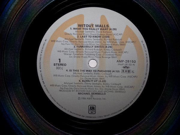 Michael Sembello - Without Walls (Vinyl, LP, Album, Promo) Very Good Plus (VG+) / Good Plus (G+)