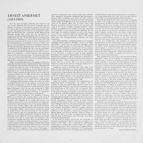 Ernest Ansermet - Bach Cantatas (Vinyl, LP) Very Good Plus (VG+) / Very Good Plus (VG+)