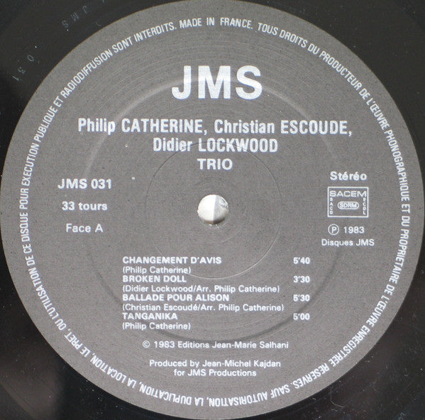 Philip Catherine - Trio (Vinyl, LP, Album, Stereo) Very Good Plus (VG+) / Very Good Plus (VG+)