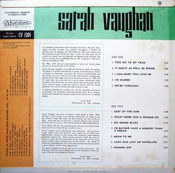 Sarah Vaughan - Singing  Sweet And Sultry (Vinyl, LP, Compilation, Stereo) Very Good (VG) / Very Good (VG)