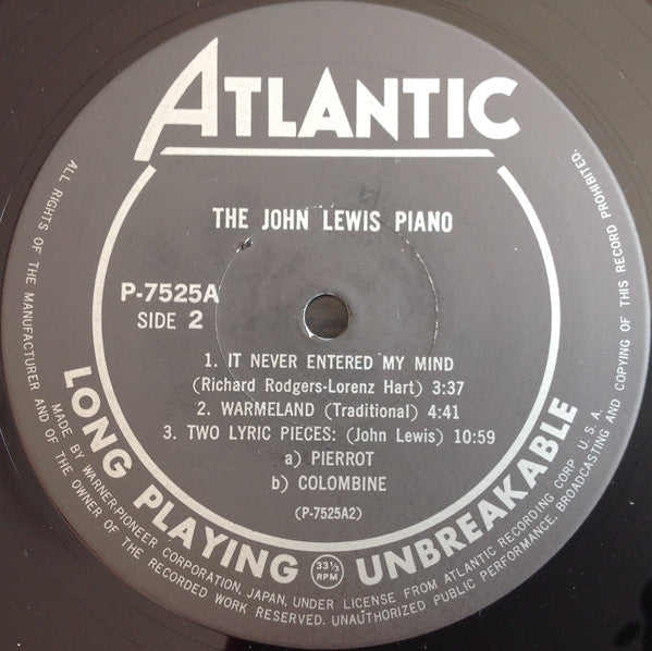 John Lewis (2) - The John Lewis Piano = ジョン・ルイス・ピアノ (Vinyl, LP, Alb...