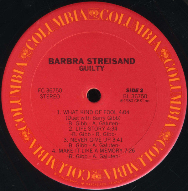 Barbra Streisand - Guilty (Vinyl, LP, Album, Stereo) Good Plus (G+) / Very Good (VG)