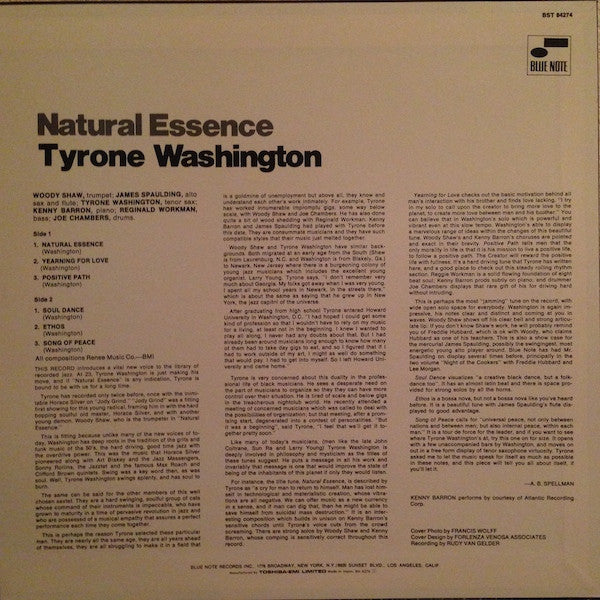 Tyrone Washington - Natural Essence (Vinyl, LP, Album, Limited Edition, Reissue, Stereo) Near Mint (NM or M-) / Near Mint (NM or M-)