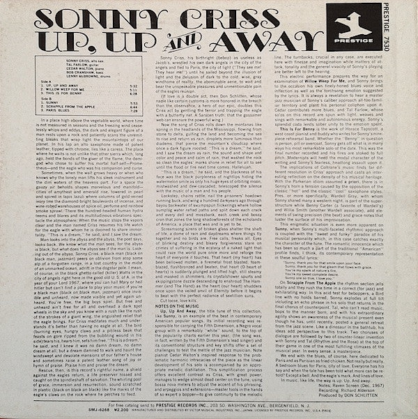 Sonny Criss - Up, Up And Away (Vinyl, LP, Album, Reissue) Very Good (VG) / Very Good (VG)