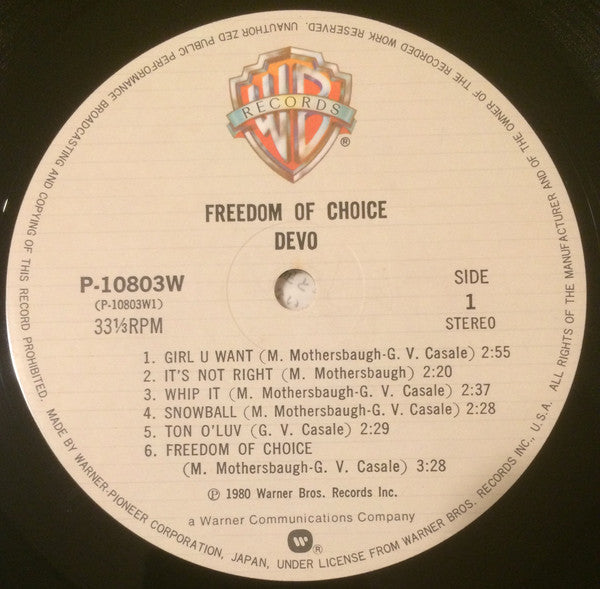 Devo - Freedom Of Choice (Vinyl, LP, Album)