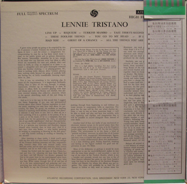 Lennie Tristano - Lennie Tristano (Vinyl, LP, Album, Promo, Reissue, Mono) Very Good Plus (VG+) / Good Plus (G+)