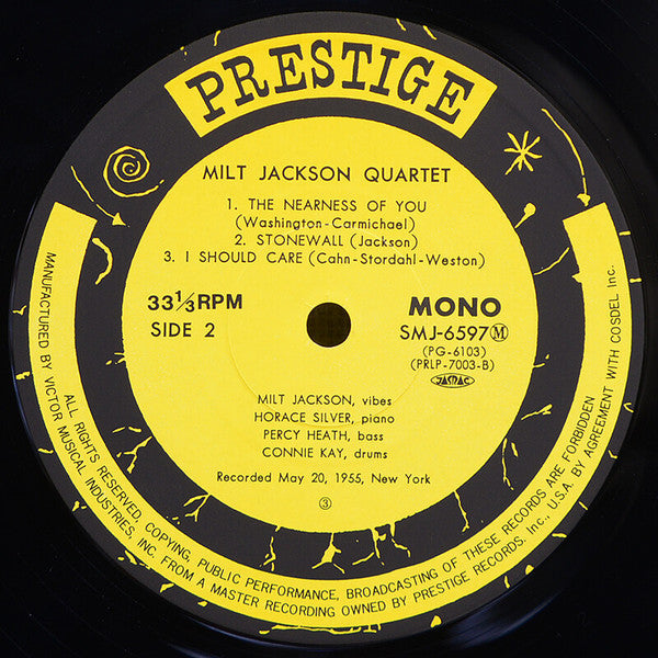 Milt Jackson - Milt Jackson Quartet (Vinyl, LP, Album, Reissue, Mono) Very Good Plus (VG+) / Very Good (VG)