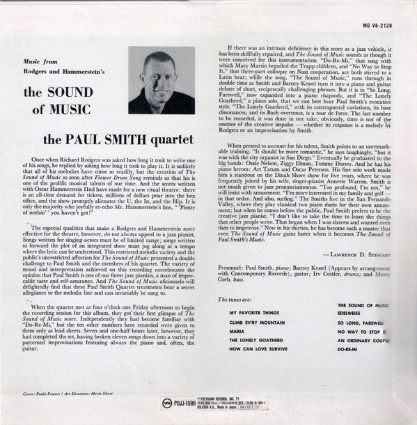 Paul Smith Quartet - The Sound Of Music (Vinyl, LP, Album, Reissue, Stereo) Near Mint (NM or M-) / Very Good Plus (VG+)
