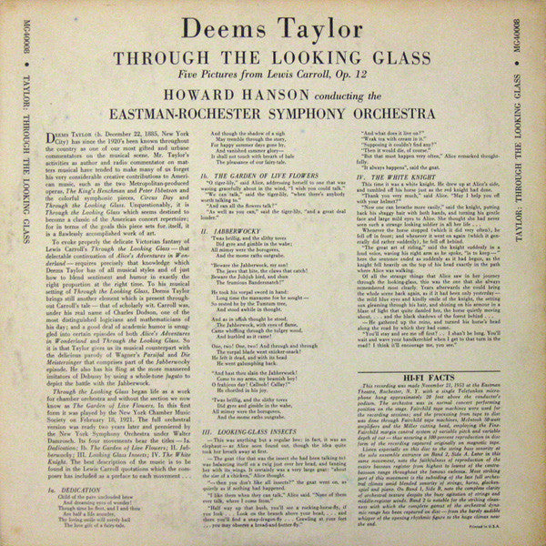 Deems Taylor - Through The Looking Glass, Op. 12 (Five Pictures From Lewis Carroll) (Vinyl, LP) Very Good Plus (VG+) / Very Good Plus (VG+)