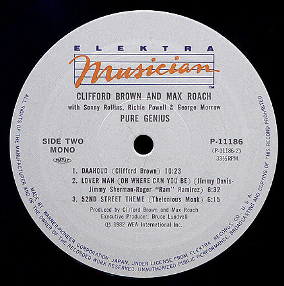 Clifford Brown And Max Roach - Pure Genius (Volume One) (Vinyl, LP, Album, Mono) Near Mint (NM or M-) / Very Good Plus (VG+)