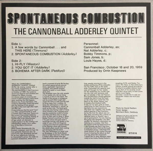 The Cannonball Adderley Quintet - Spontaneous Combustion (Vinyl, LP...