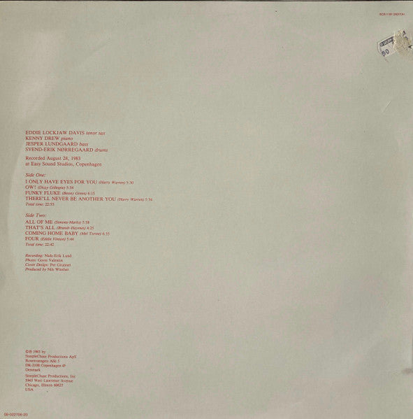 Eddie Lockjaw Davis Quartet - All Of Me (Vinyl, LP, Album) Very Good Plus (VG+) / Very Good (VG)