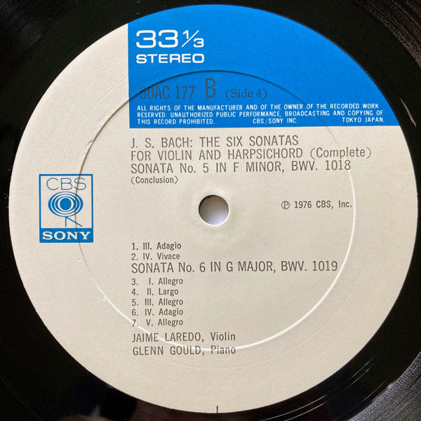 Jaime Laredo - The Six Sonatas For Violin And Harpsichord (2xVinyl, LP, Album, Stereo) Very Good Plus (VG+) / Very Good Plus (VG+)